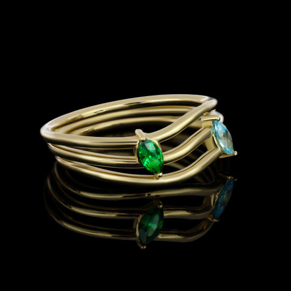 Araks Ring - 14 K Gold and Colorful Stone Ring