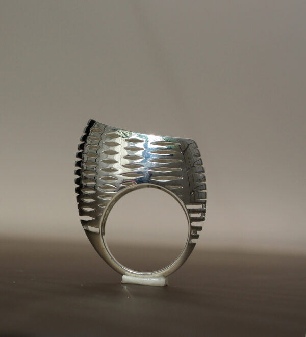 Silver Large Ring, Geometric Architectural ring, Chunky Silver Ring, Statement Dome Ring, Chunky Puffed Ring, Sterling Silver large ring