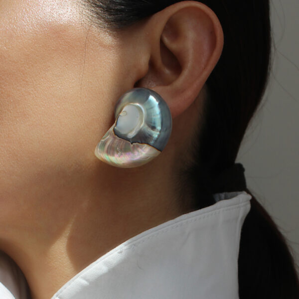 Handmade Nautilus Shell Earrings, Natural Ocean Jewelry, Silver Beach Jewelry, Beach Earrings, Unique Shell Studs, Beach Bride Earrings Gift